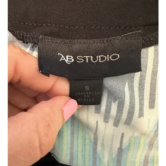 AB Studio blue green zig zag print sleeveless maxi dress size Small - Picture 3 of 11